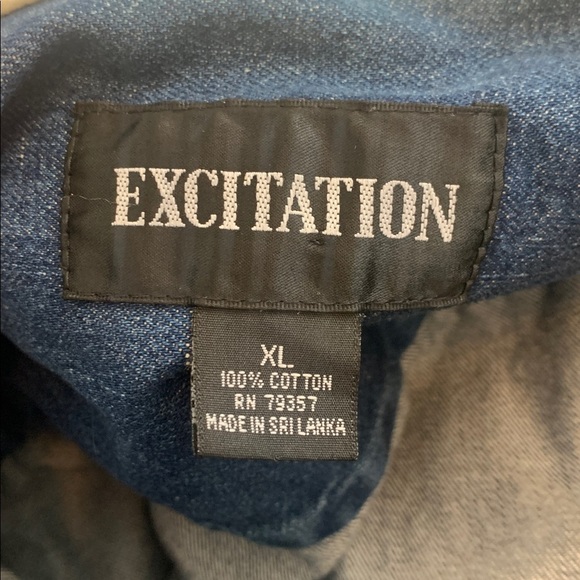 VTG Blue Denim Chore Jacket Coat Sherpa Shearling Womens XL Button Western Jean - Picture 8 of 8